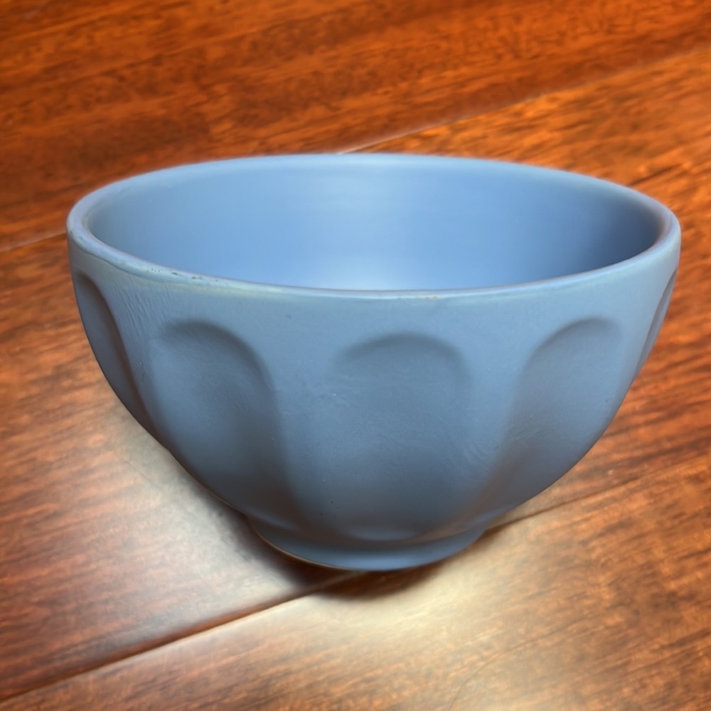 Small Mixing Serving Bowl Periwinkle Blue 5 1/4” Diameter Paneled Thumbprint